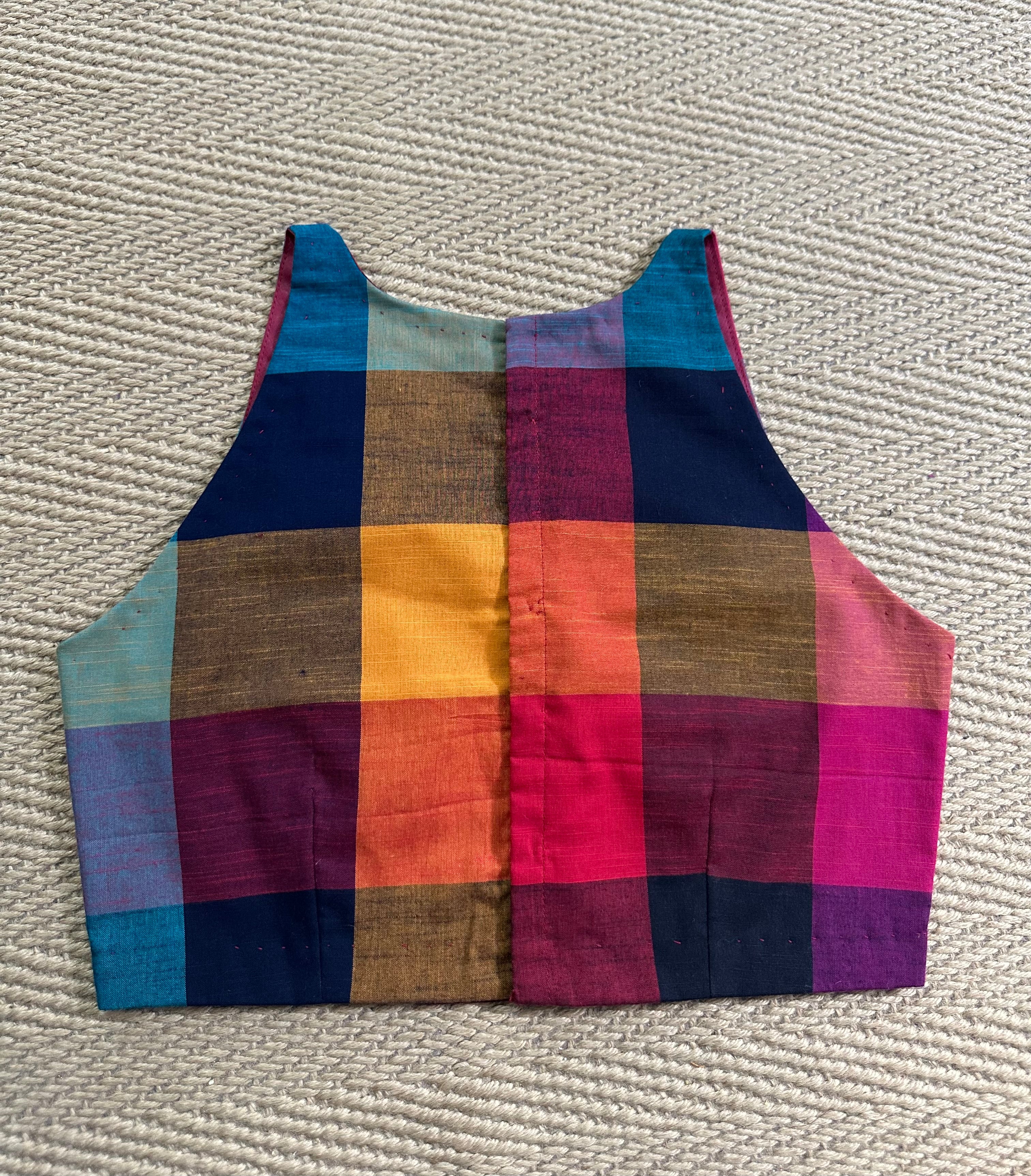 Madrass kattam sleeveless cotton blouse, front open