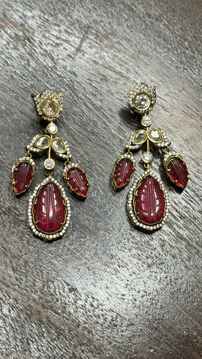 Ruby Red Stone Earrings
