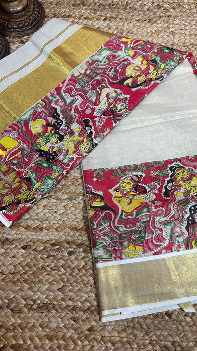 Set saree with digital printed mural art