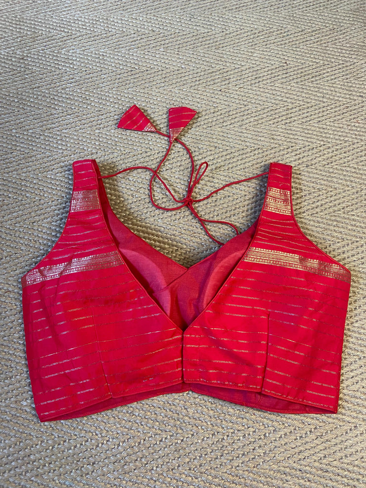 Red silk silk blouse