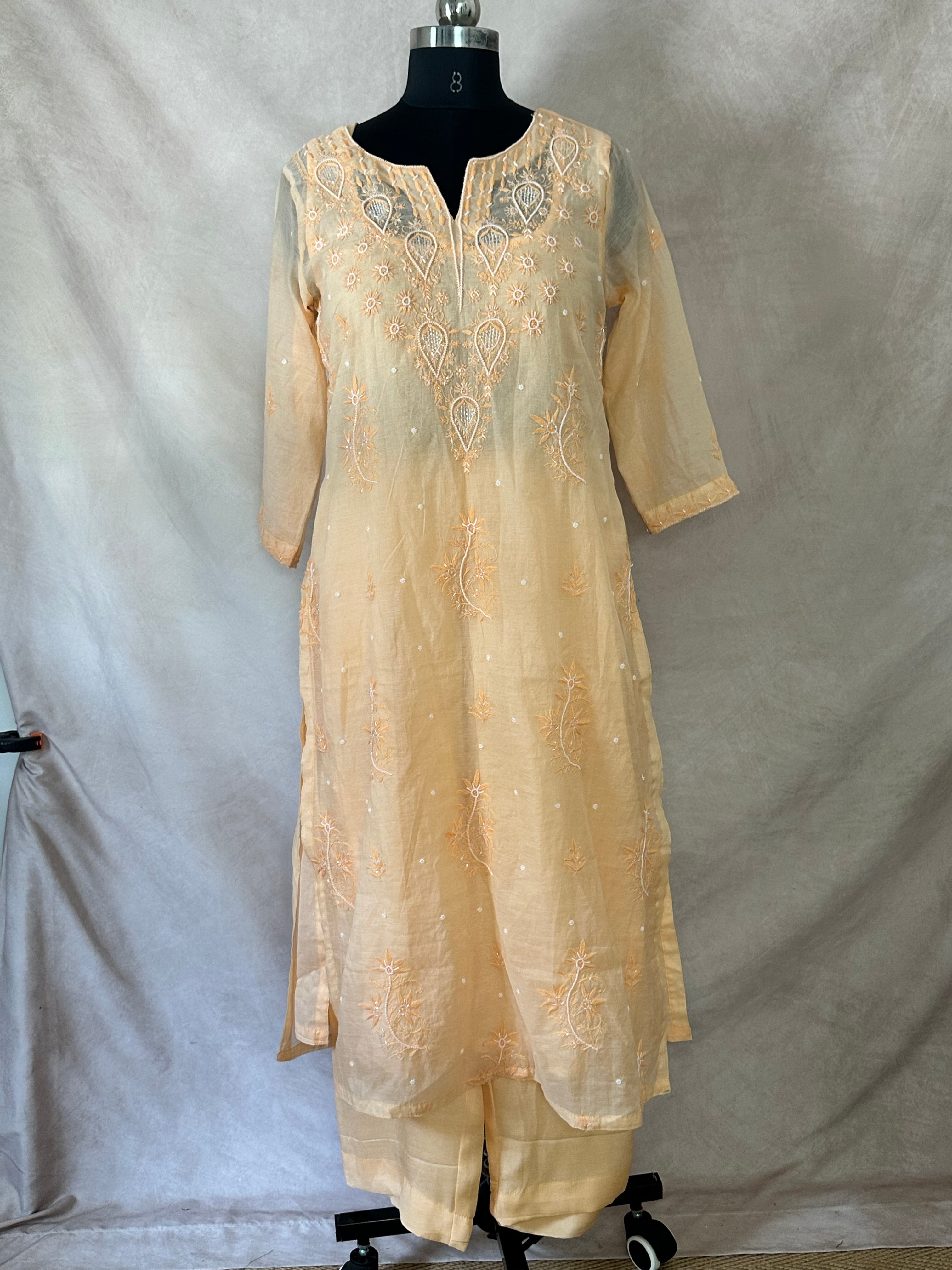 Designer Chikankari kurti with bottom and dupatta