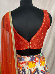 Orange and white lehanga