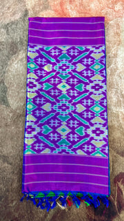 Green and purple combo pure ikkat saree with stiched blouse
