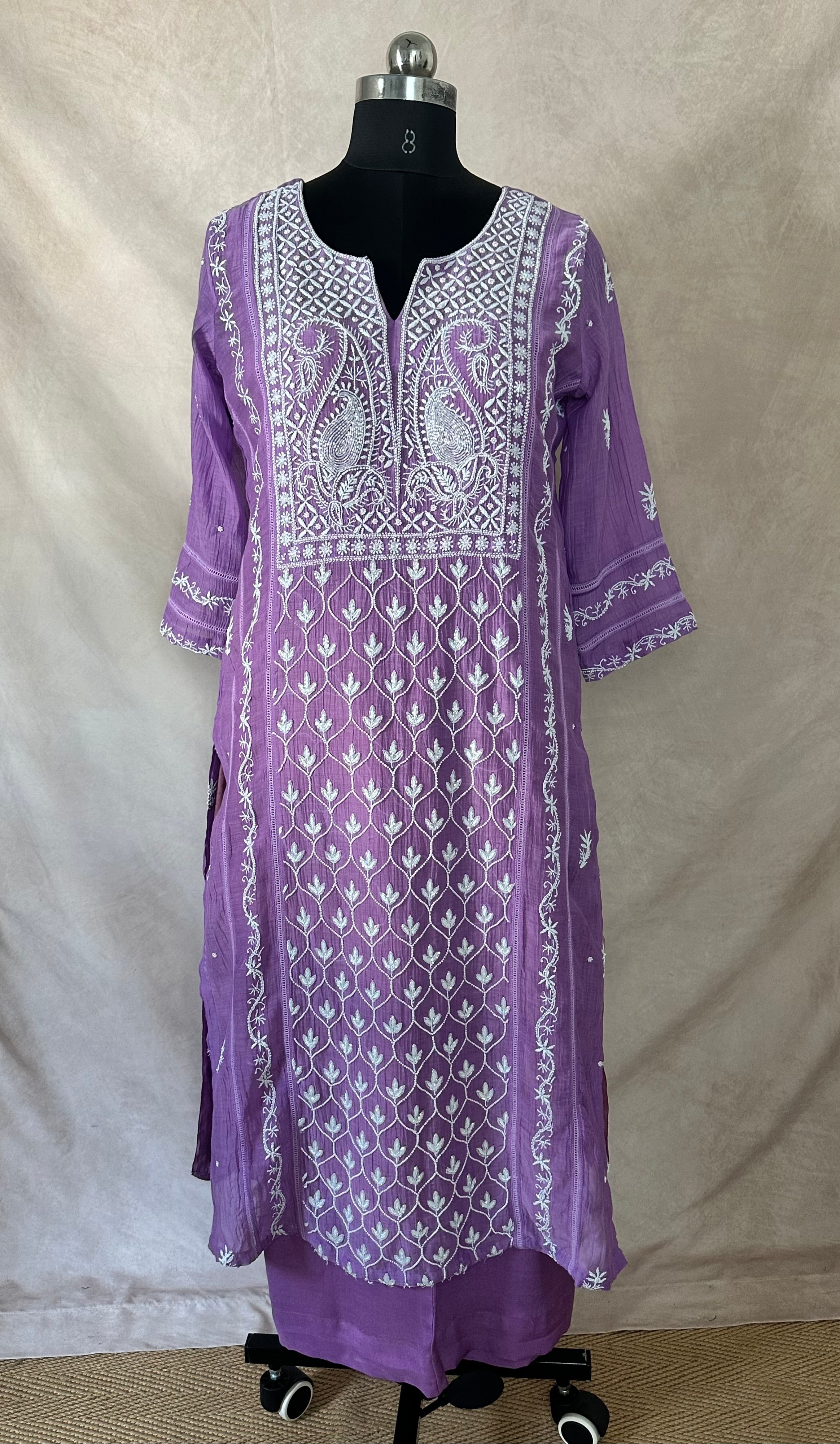 Designer Chikankari kurti with bottom and dupatta