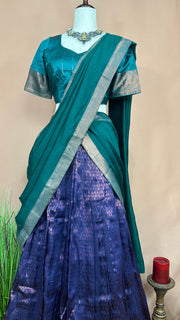 Semi silk brocade dhavani