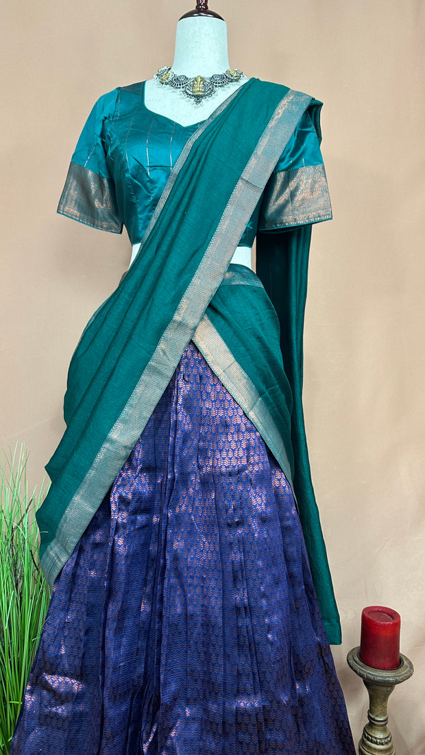 Semi silk brocade dhavani