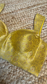 Yellow banarsi brocade blouse
