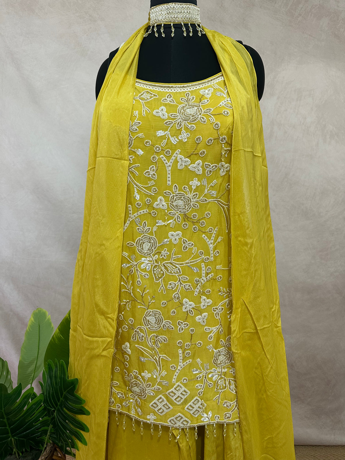 Designer short kurti with flared bottom and dupatta