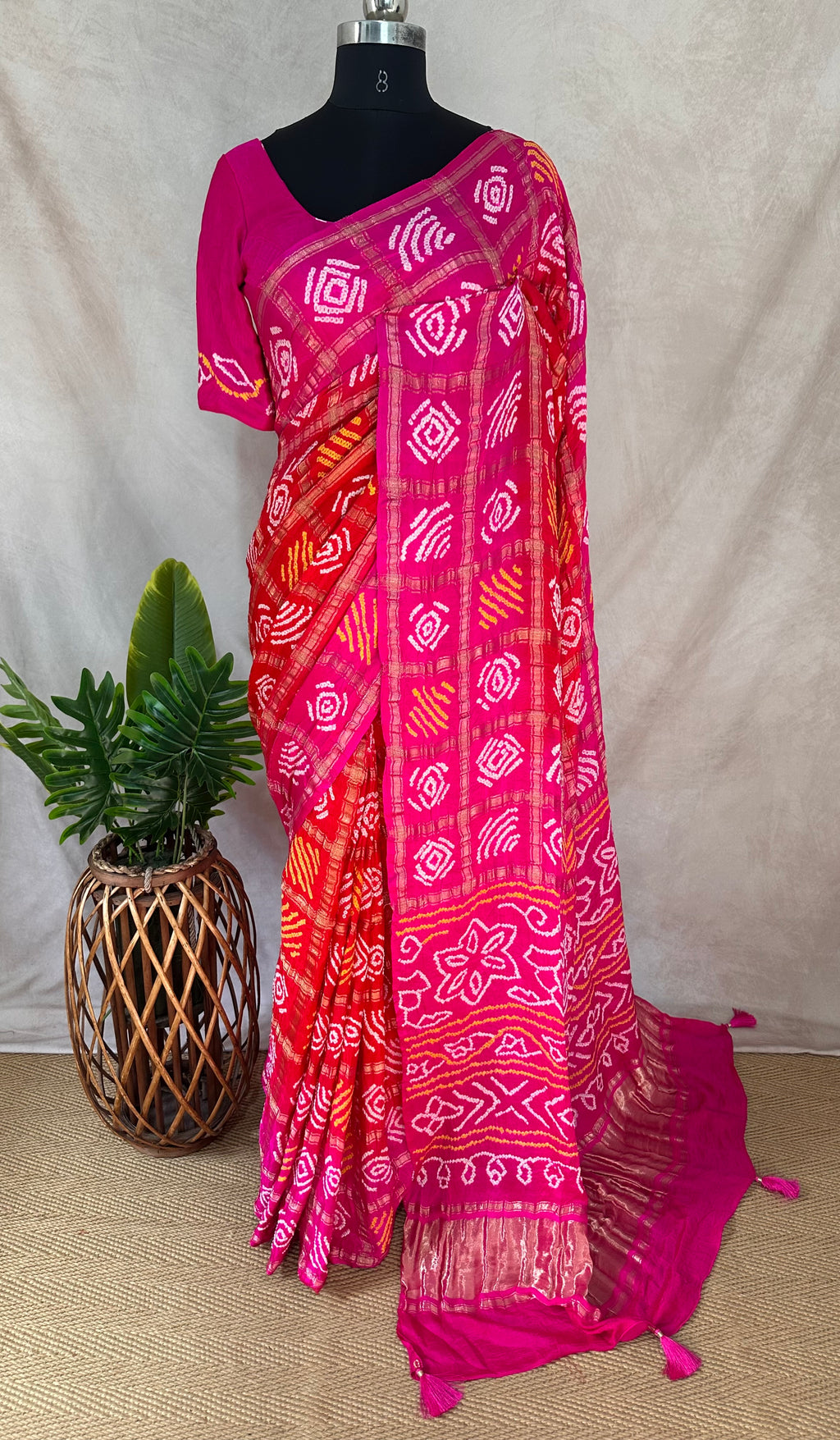 Pure gharchola Gajji silk saree with stitched blouse