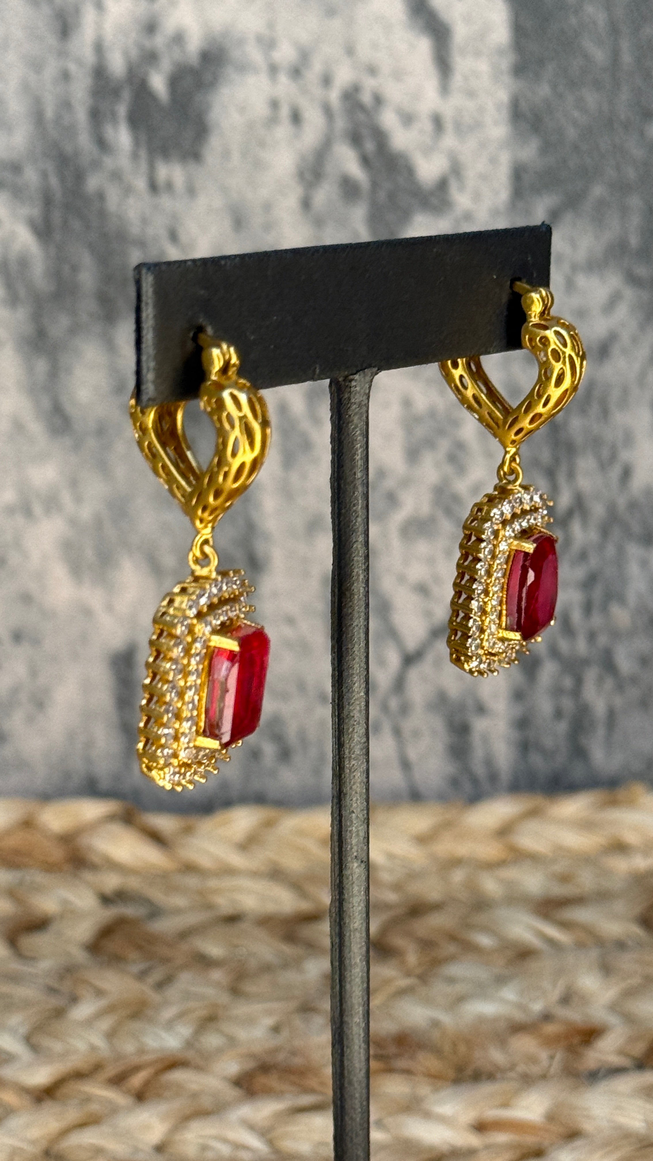 Earring with Red stone