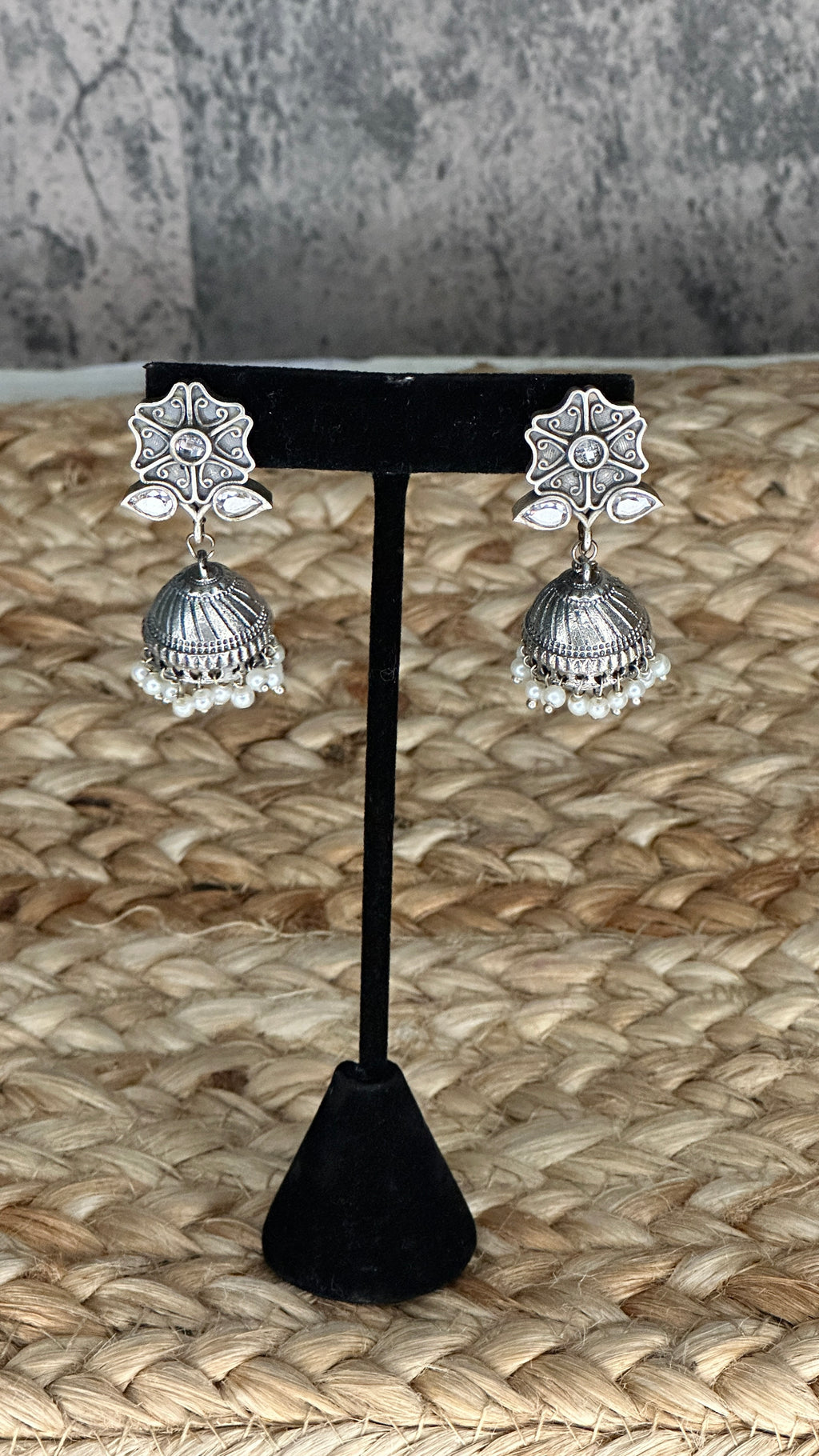 Dual tone necklace with jhumka