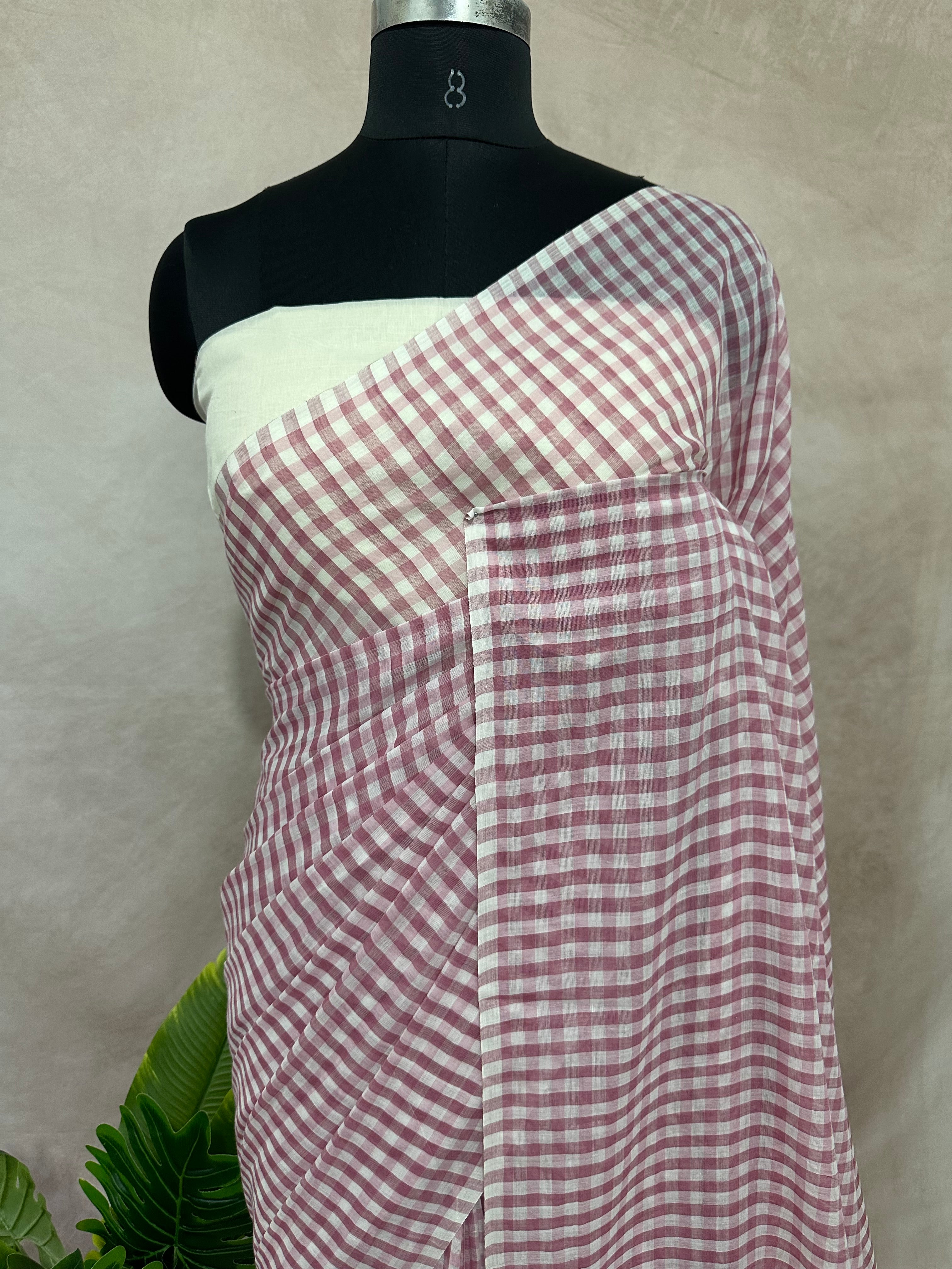 Mul cotton check saree