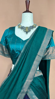 Semi silk brocade dhavani