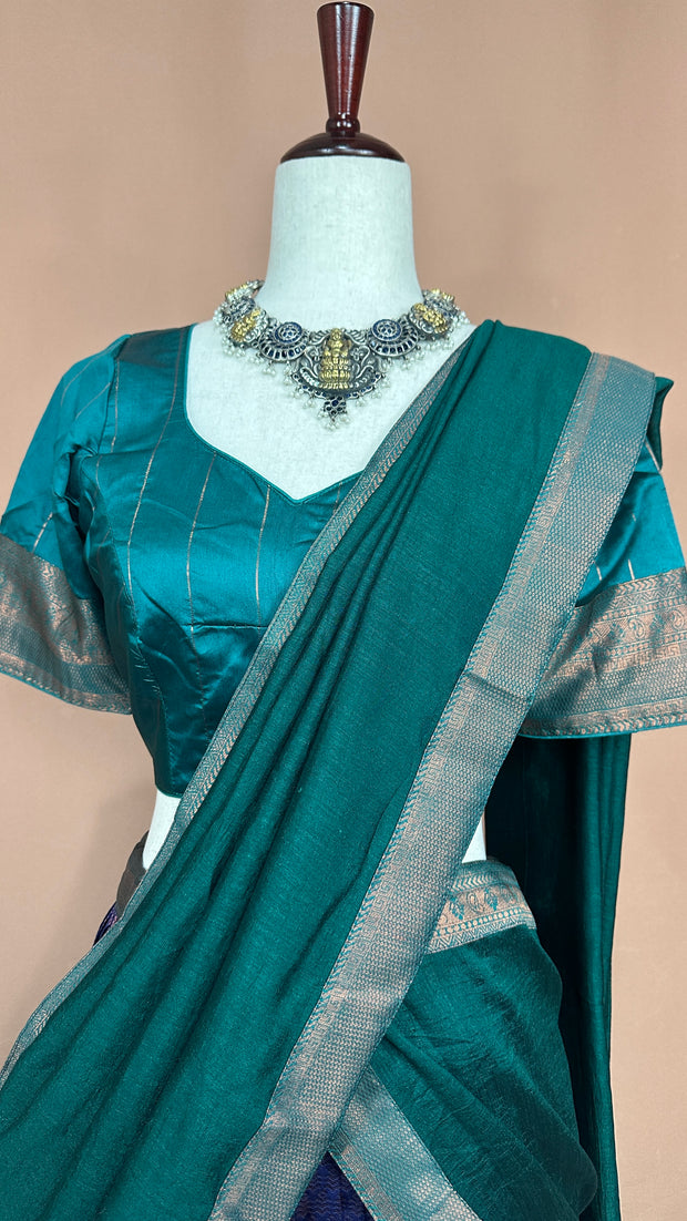 Semi silk brocade dhavani