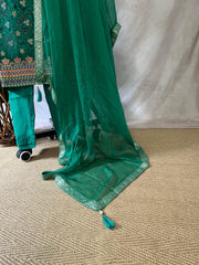 Green Banarsi silk set
