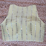 Yellow silk sleeveless blouse