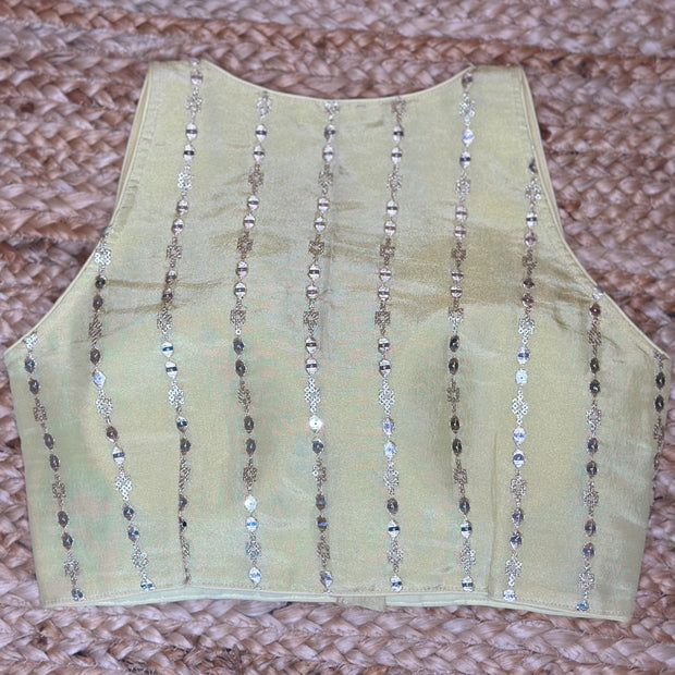 Yellow silk sleeveless blouse