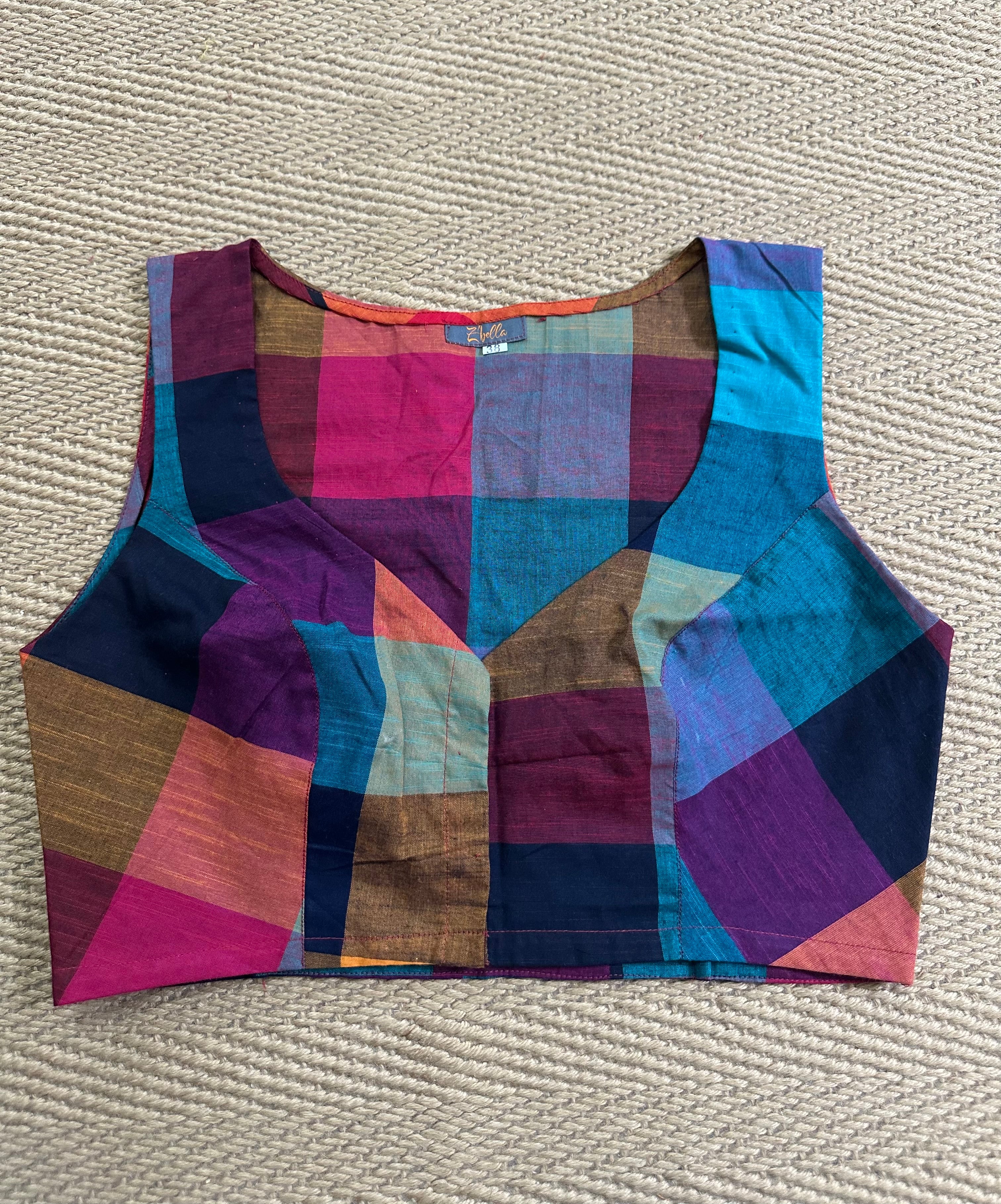 Madrass kattam sleeveless cotton blouse, back open