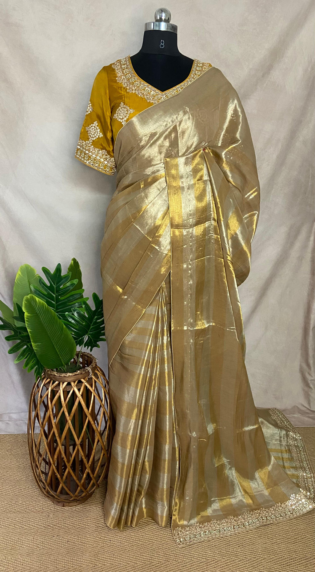 Tissue silk saree with designer blouse