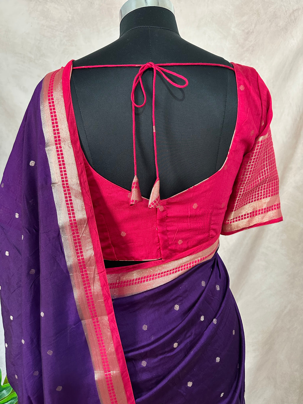 Semi mysore silk saree with stitched blouse