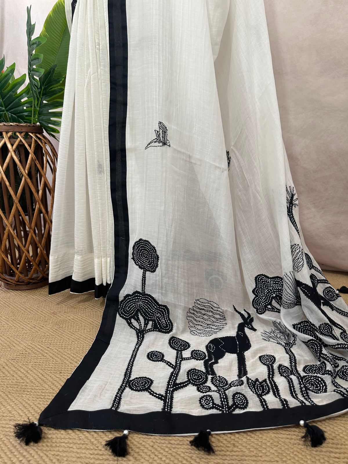Mul chanderi saree with designer kanta work , with BP
