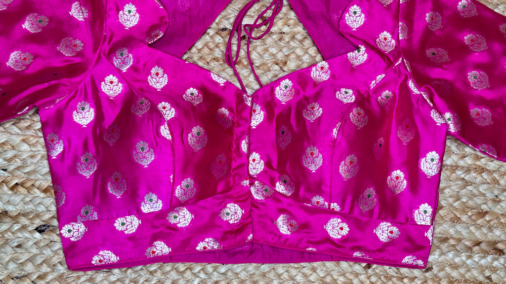 Pink and silver brocade blouse