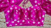 Pink and silver brocade blouse