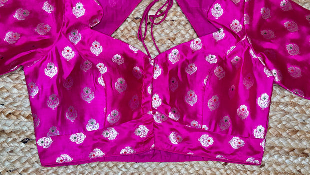 Pink and silver brocade blouse