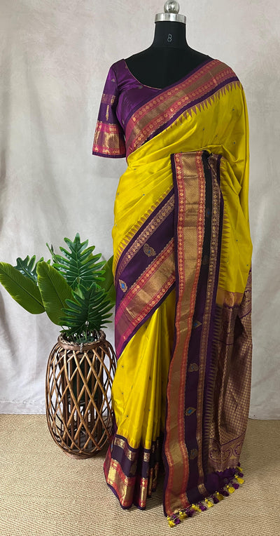 Pure gadwal silk saree with stitched blouse