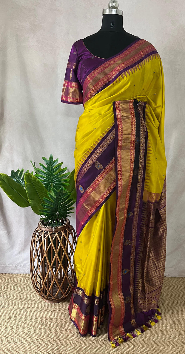Pure gadwal silk saree with stitched blouse