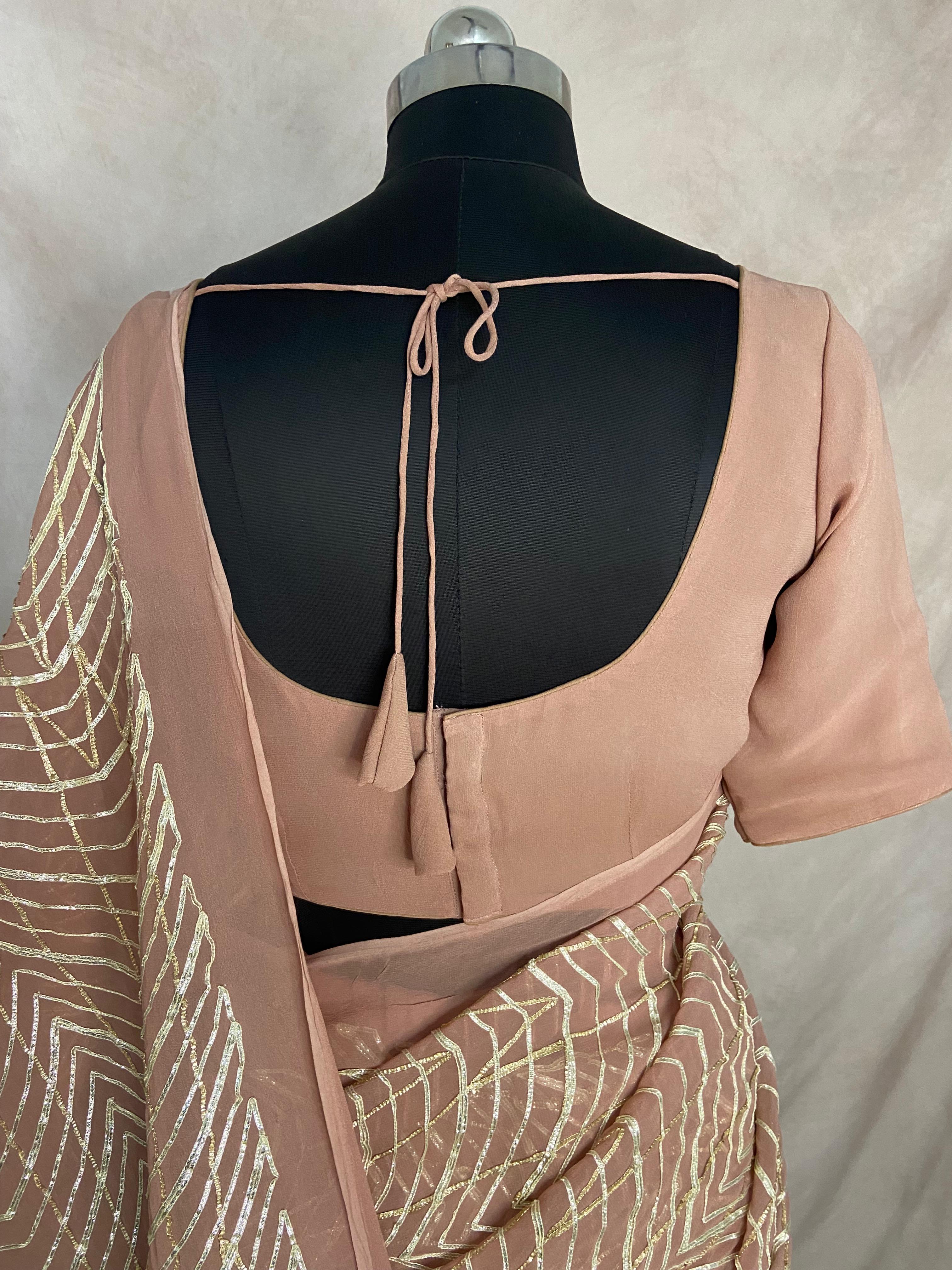 Georgette Designer saree with Gotta patti work and stitched blouse