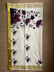 Soft cotton check set saree with digital print
