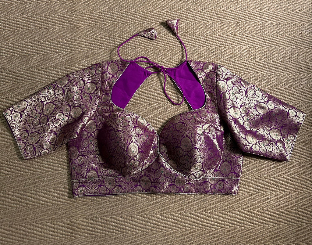 Purple Banarsi brocade blouse