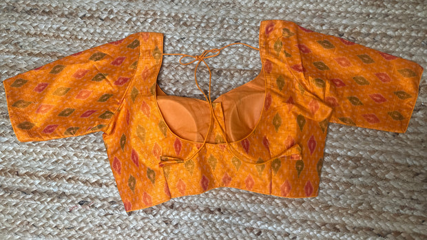 Orange Ikkat raw silk blouse