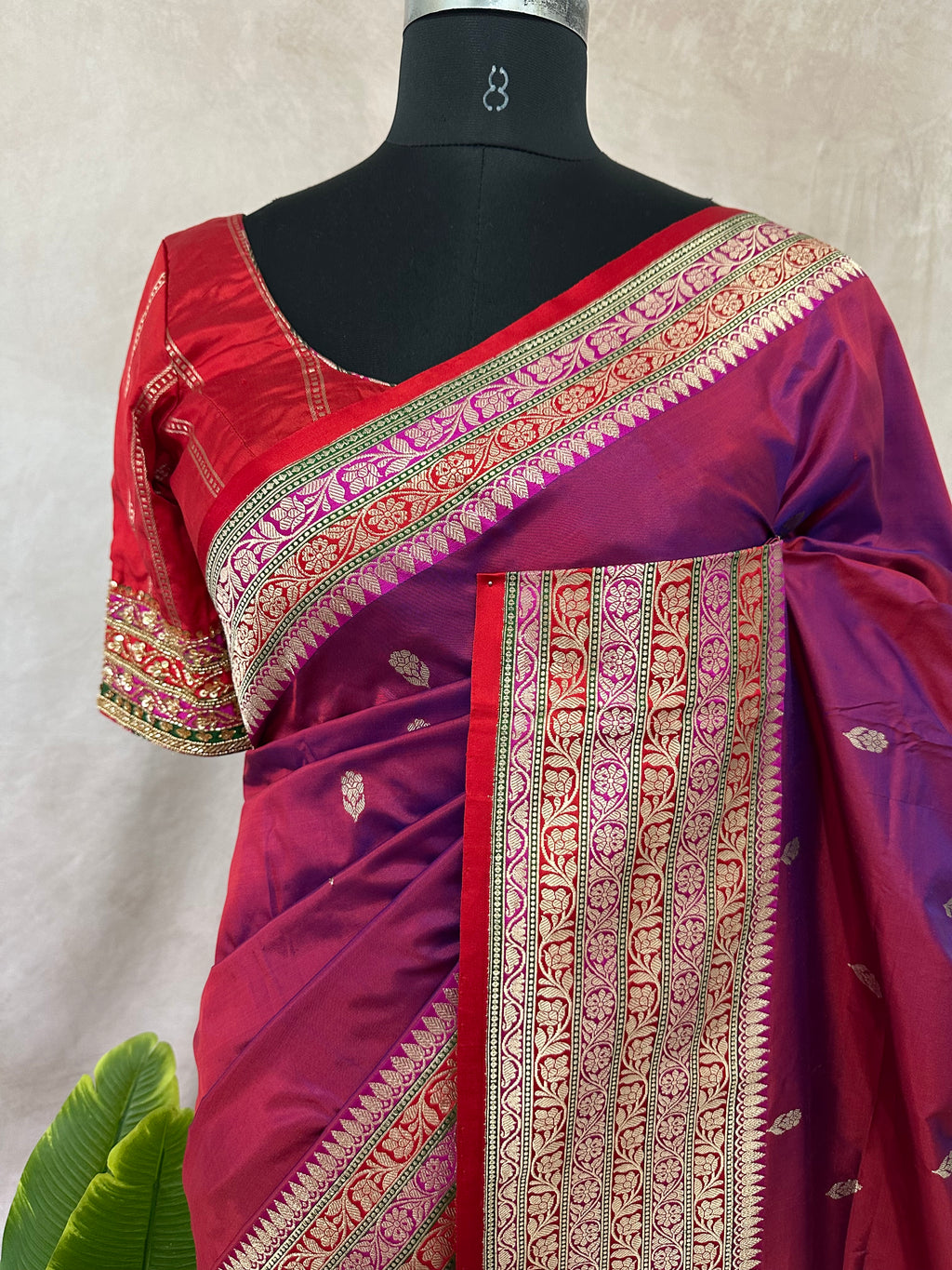 Katan banarsi saree with designer blouse