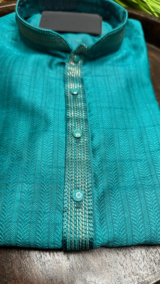 Peacock blue semi silk kurta - 38