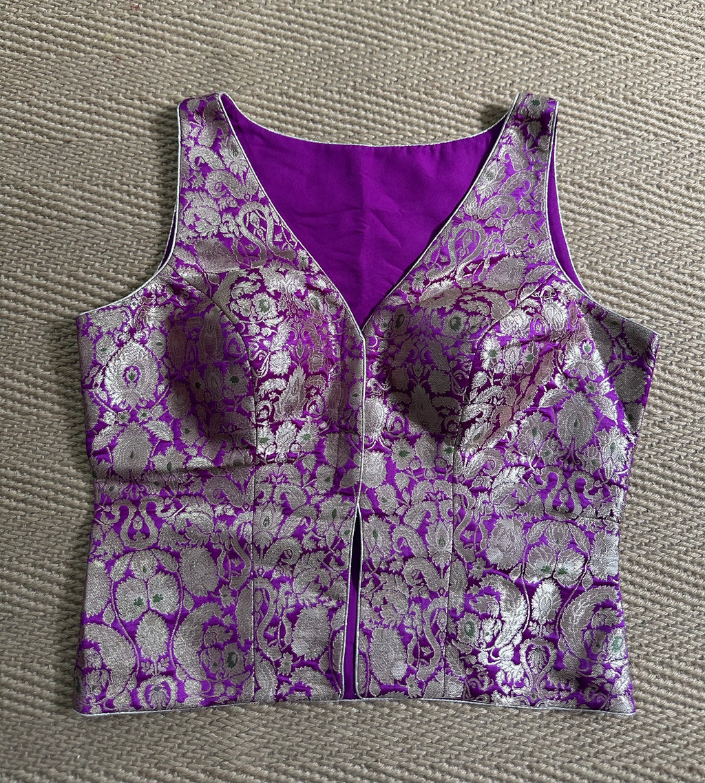 Purple banarsi brocade long top