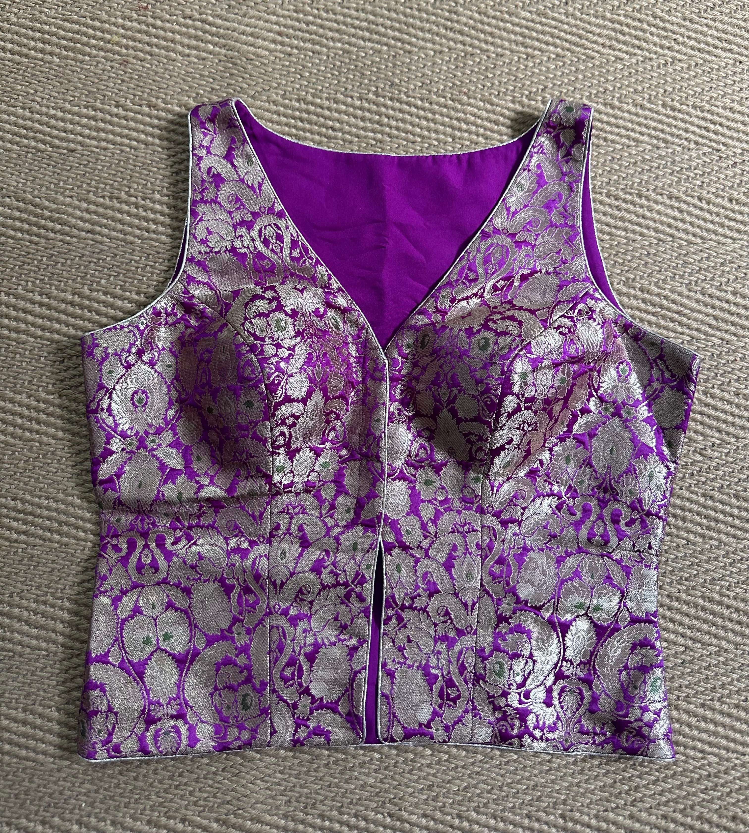 Purple banarsi brocade long top
