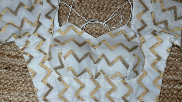 Off white chandri brocade blouse