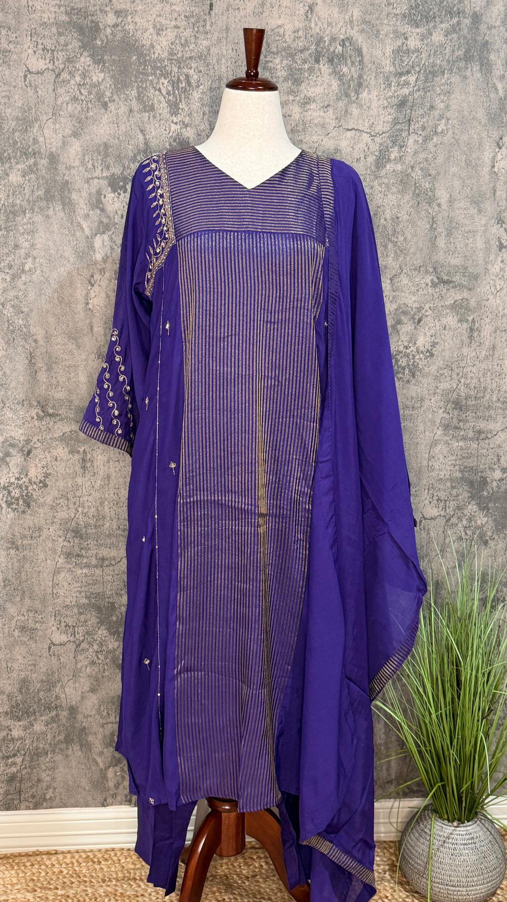 Purple tissue chanderi silk kurti set