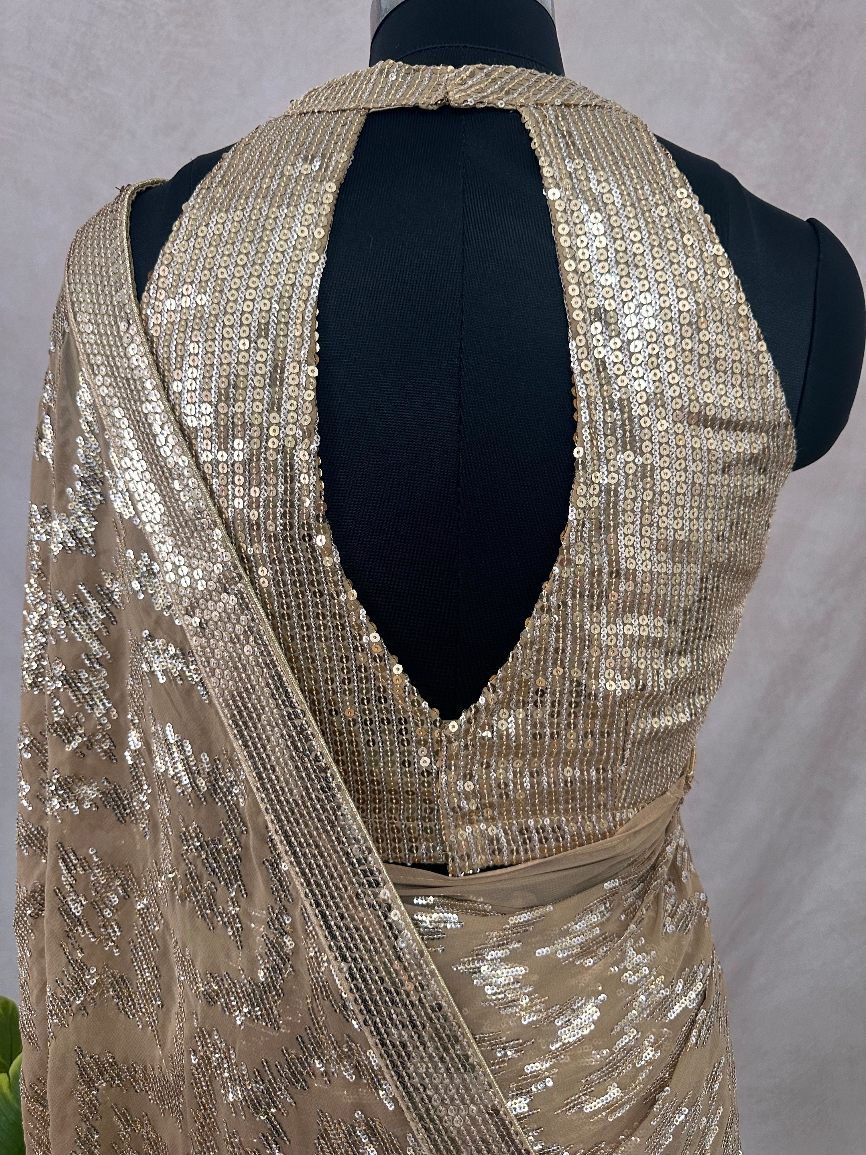 Designer sequins saree with blouse and under skirt