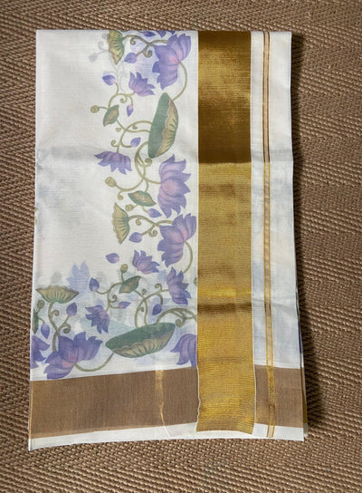 Cotton floral digital printed set saree