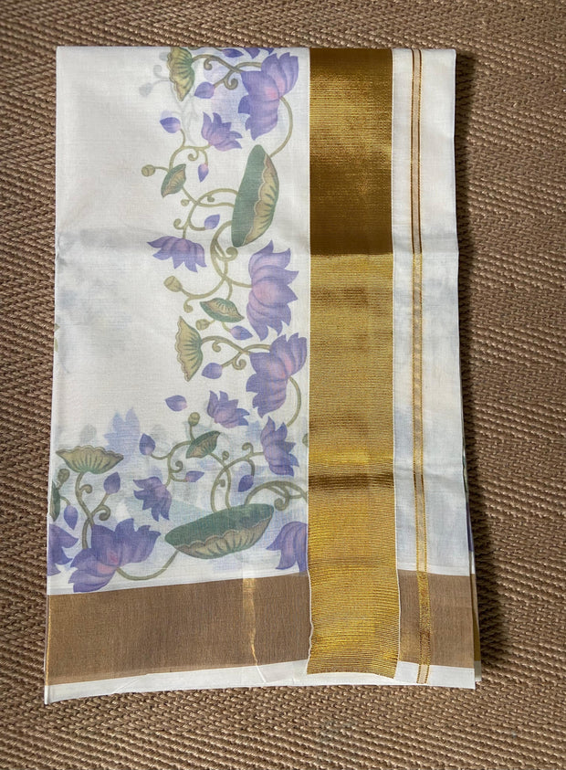 Cotton floral digital printed set saree