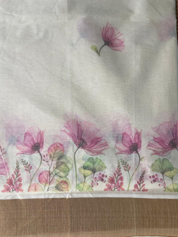 Cotton floral digital printed set saree
