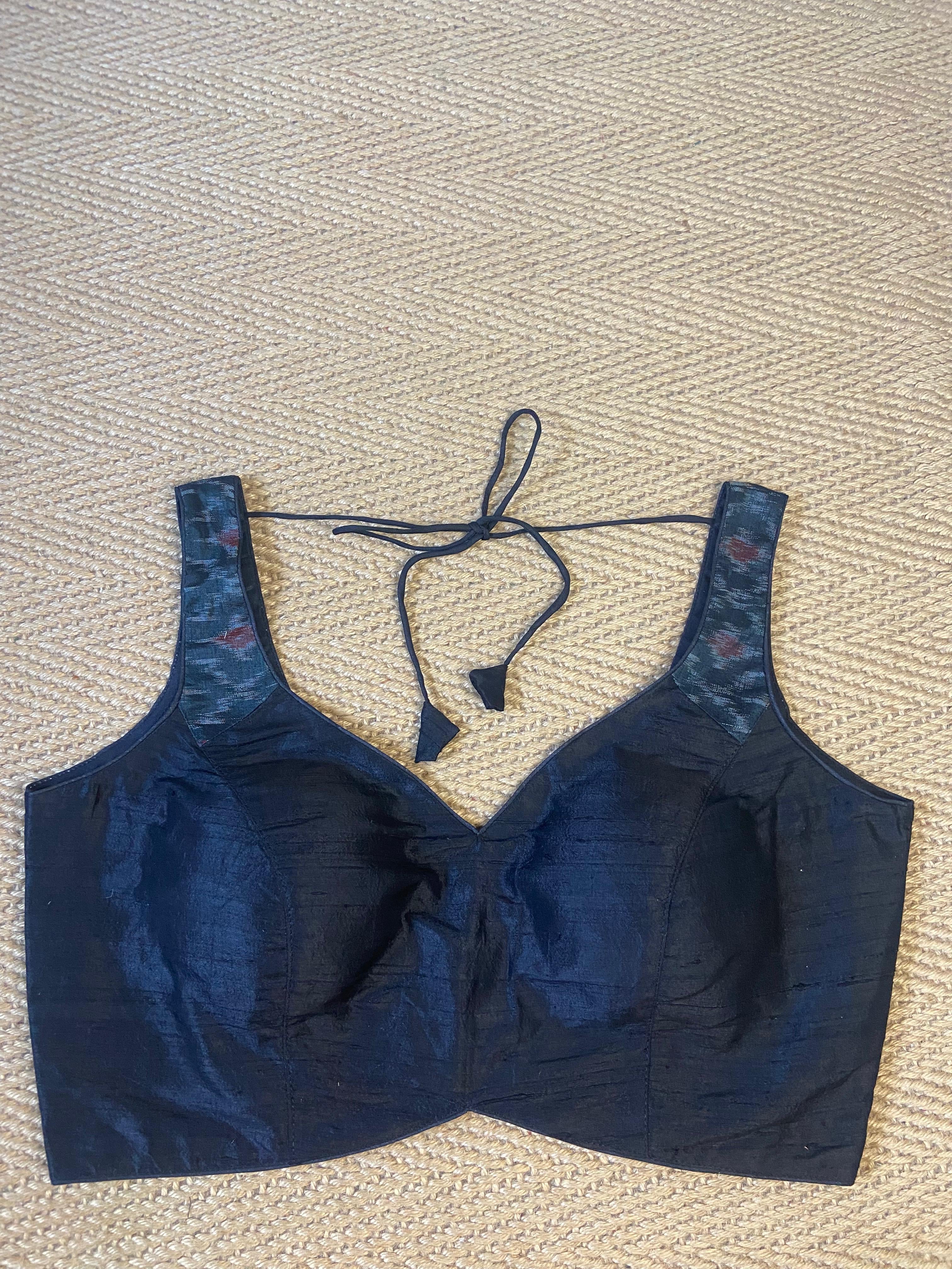 Black row silk blouse