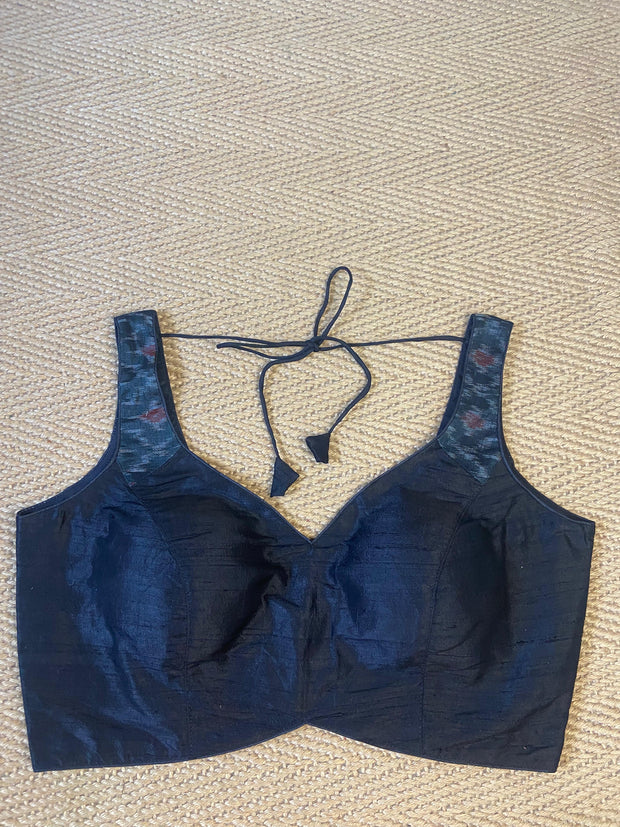 Black row silk blouse