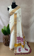 Set saree with gujrati hand work (Kutch work)