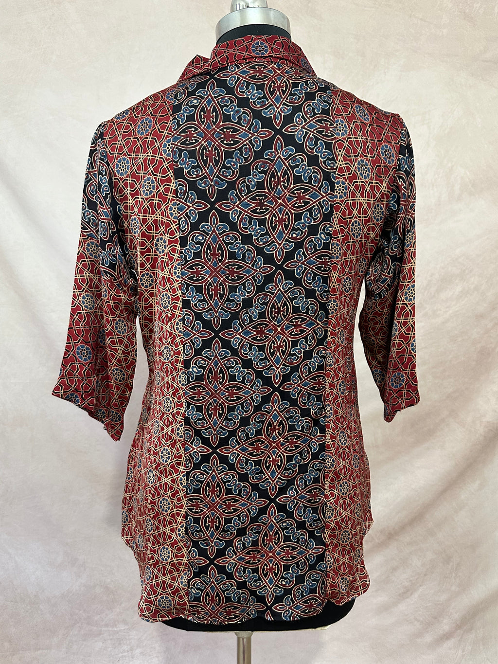 Pure Modal silk shirt with hand block print