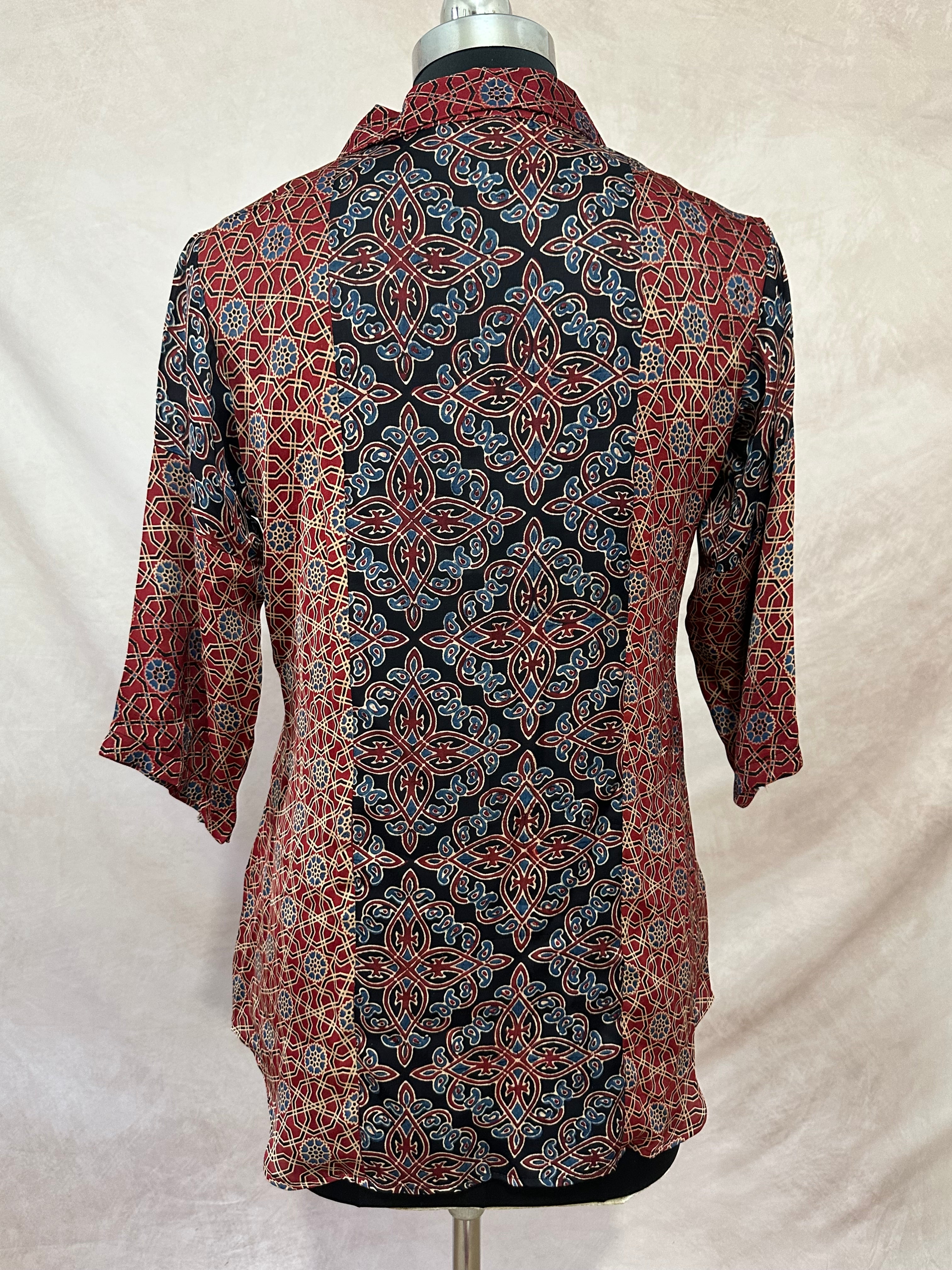 Pure Modal silk shirt with hand block print