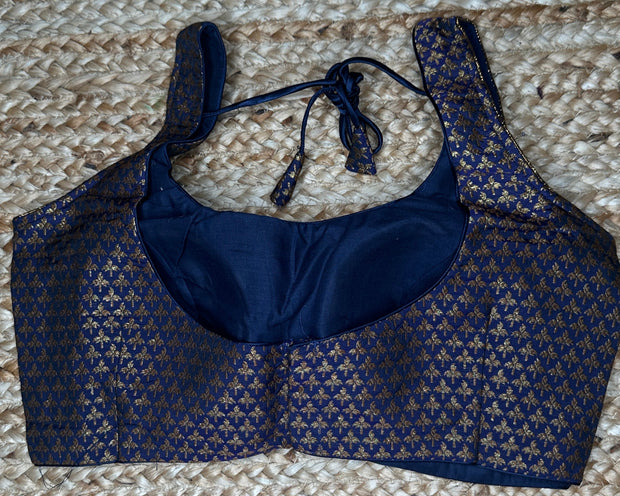 Navy blue brocade blouse